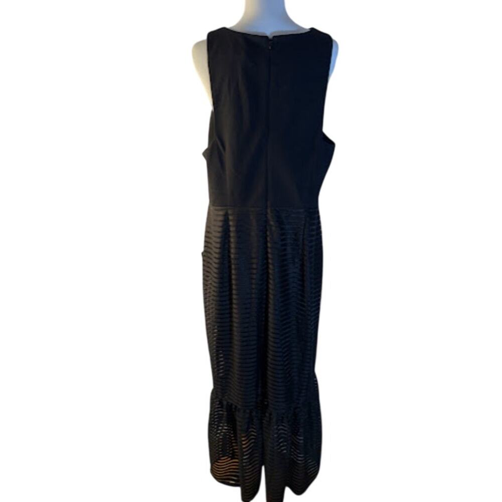 Adrianna Plus Size Shadow-Striped Dress Black 14W